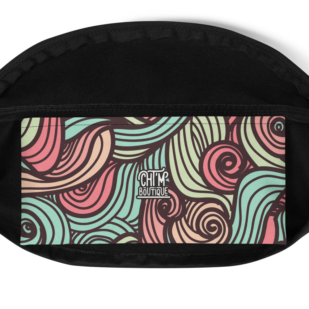 Sac banane - Vagues avec tourbillons colorés -  from chtmboutique by chtmboutique - SAC BANANE