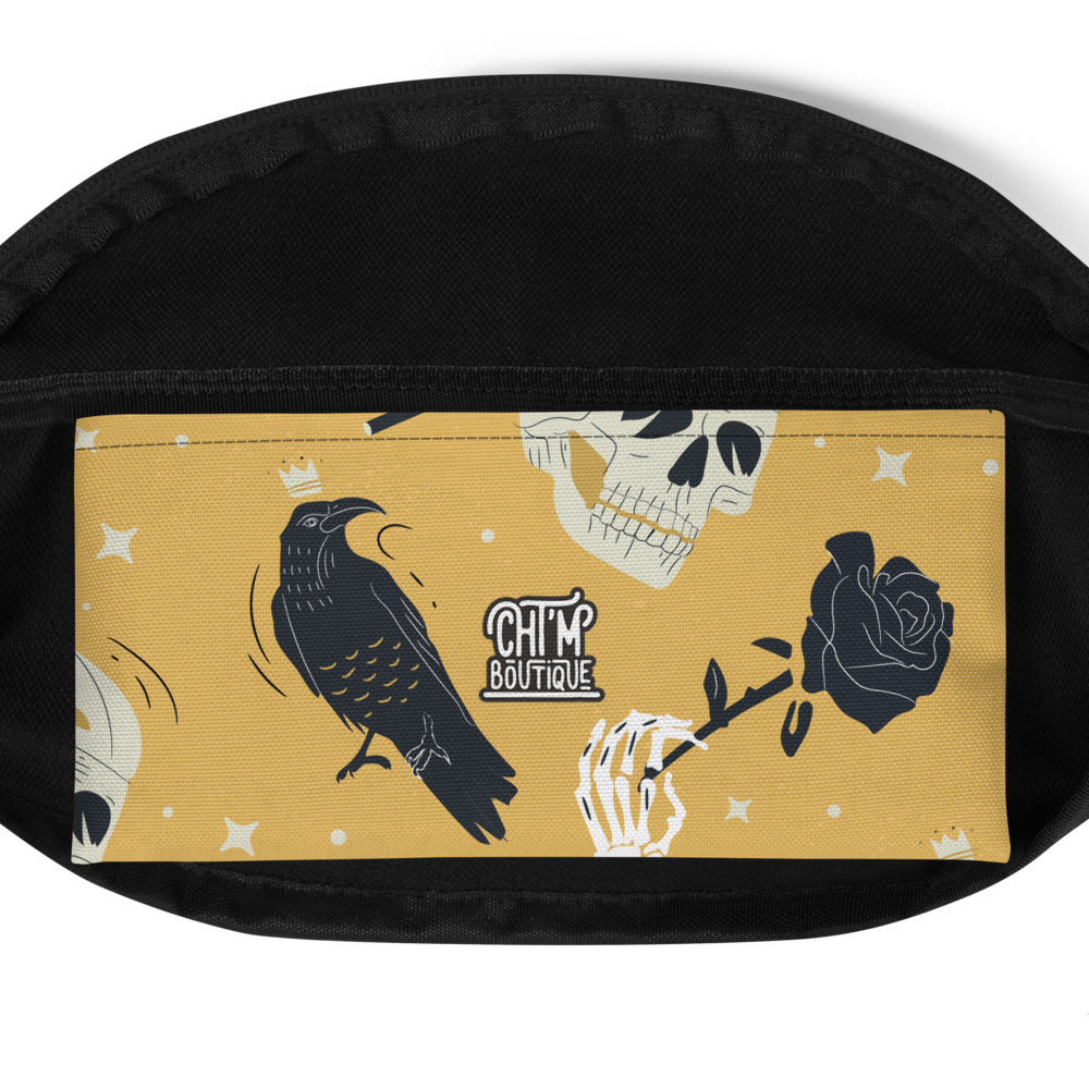 Sac Banane - TÊTE DE MORT CORBEAUX -  from chtmboutique by chtmboutique - SAC BANANE, TETE DE MORT