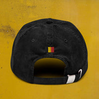 Casquette belge en velours côtelé noire - détail de la boucle réglable