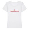 tshirt ecrit madame en rouge avec ecriture ecolier