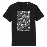 t shirt original avec des petits monstres en noir et blanc