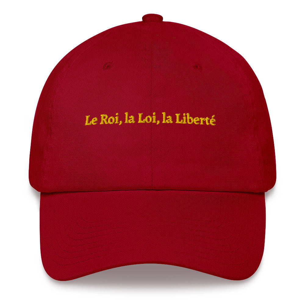 Casquette Belge style  Baseball - Le Roi la Loi la Liberté
