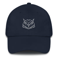 Casquette baseball hiboux origami noir gros plan sur le tissu CHT'M Boutique