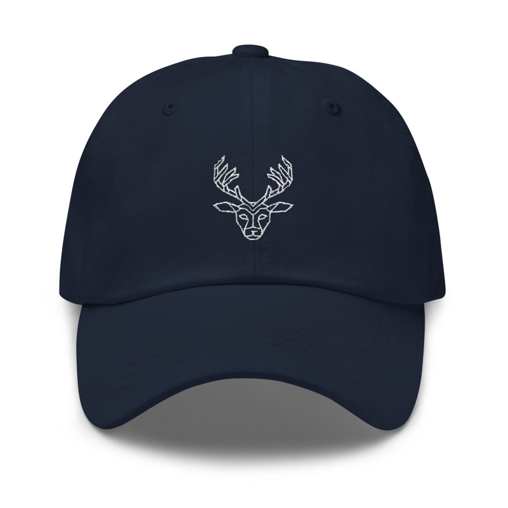 Casquette baseball cerf origami noir gros plan sur le tissu CHT'M Boutique