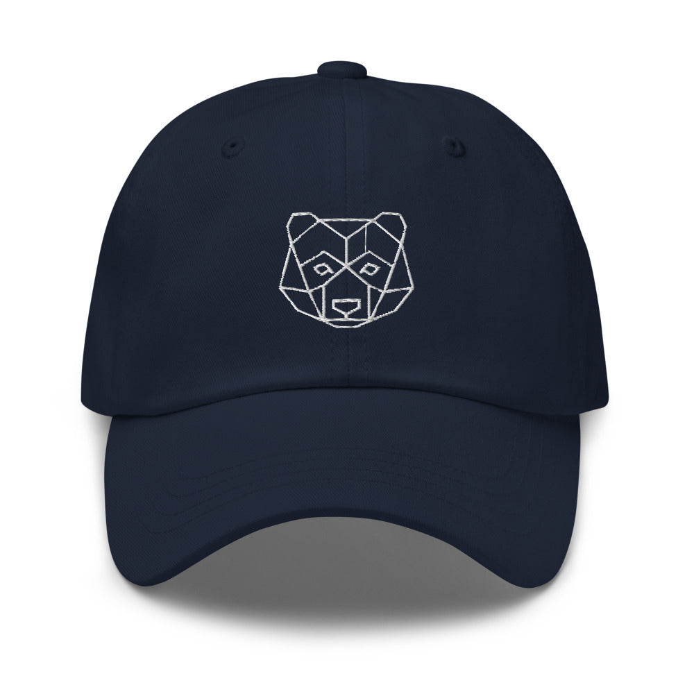 Casquette baseball ours origami noir gros plan sur le tissu CHT'M Boutique