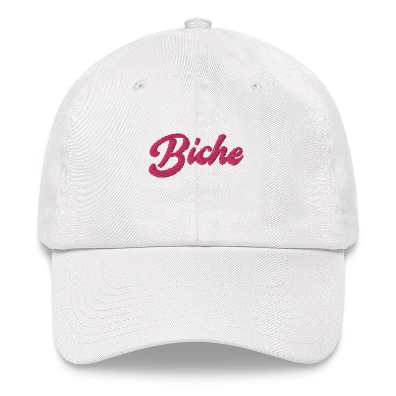 Casquette femme brodée « Biche », dad hat noire, vue de face – CHT'M Boutique