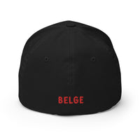 Dos fermé de la casquette belge Flexfit noire, sans réglage ni snapback
