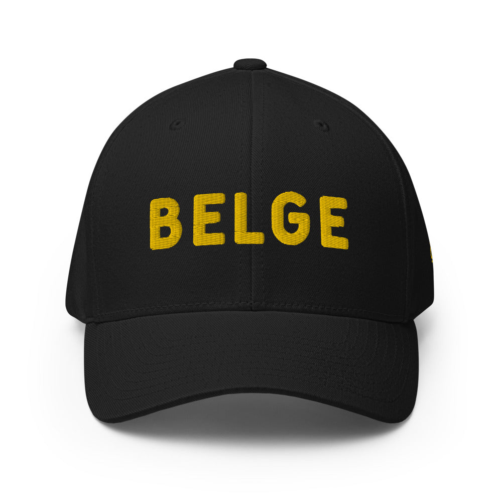 Casquette BELGE noire brodée or, vue de face