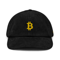 Casquette Crypto Velours Brodée « Bitcoin » – Logo Doré