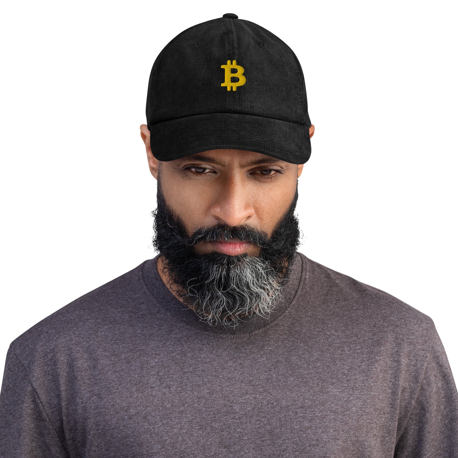 Casquette Crypto Velours Brodée « Bitcoin » – Logo Doré