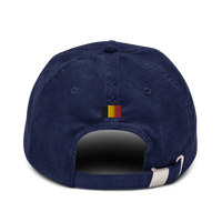 Casquette belge en velours côtelé noire avec drapeau belge brodé - vue de dos