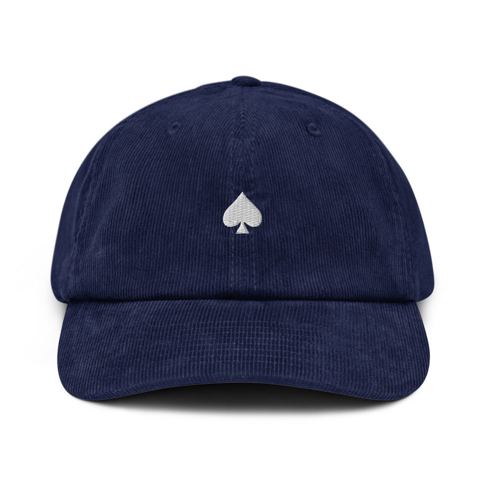 Casquette Poker Velours « As de Pic » Blanc – Broderie Façade