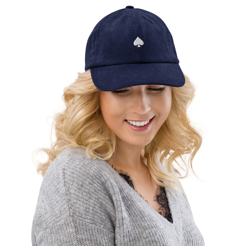Casquette Poker Velours « As de Pic » Blanc – Broderie Façade