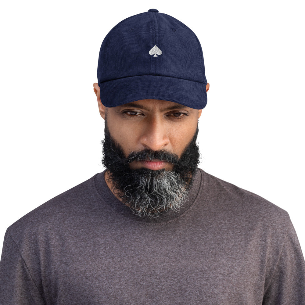 Casquette Poker Velours « As de Pic » Blanc – Broderie Façade
