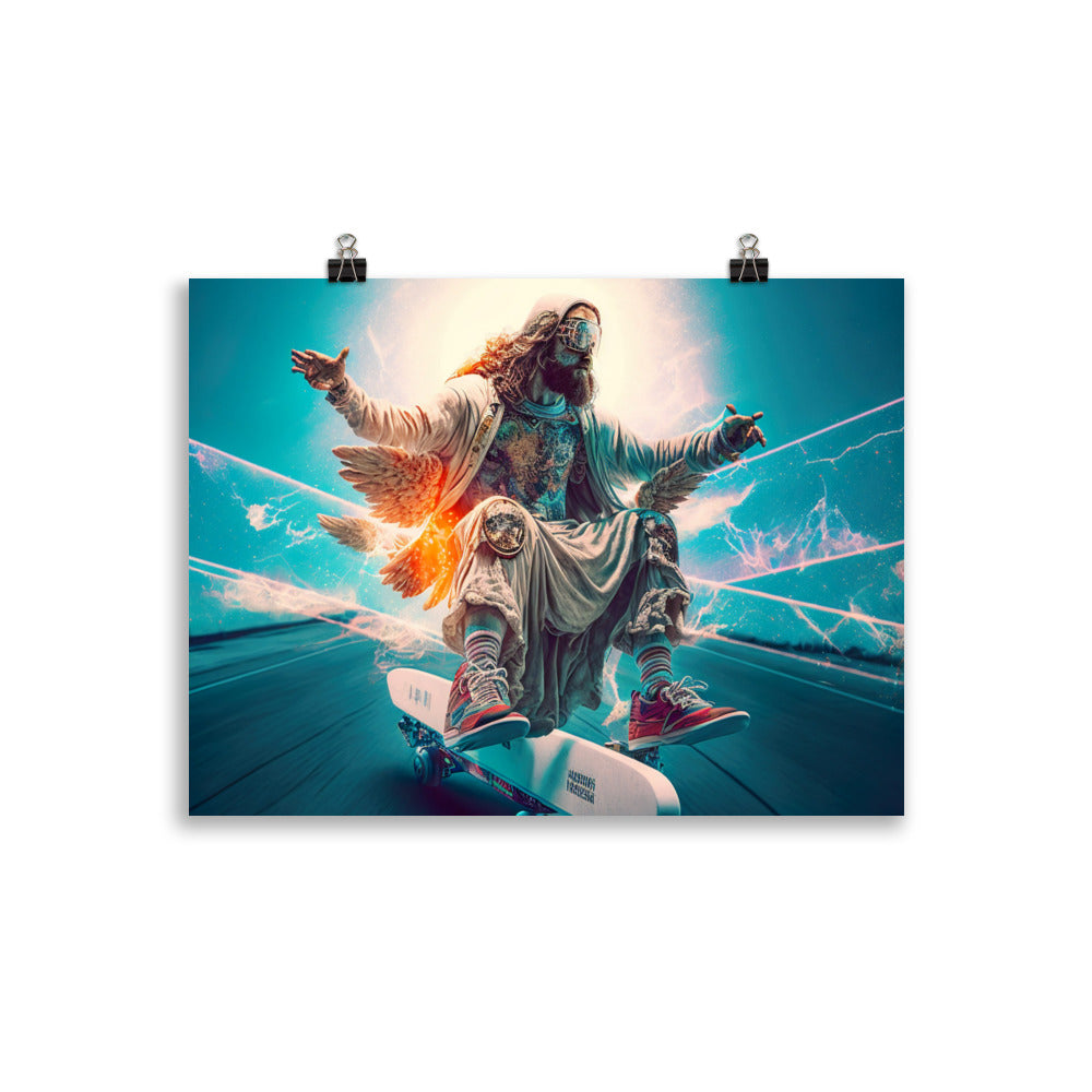 Poster "Jésus Skateur Futuriste - Edition Premium"