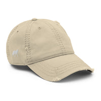 Casquette baseball effet usé white wolf noir détail de la broderie CHT'M Boutique