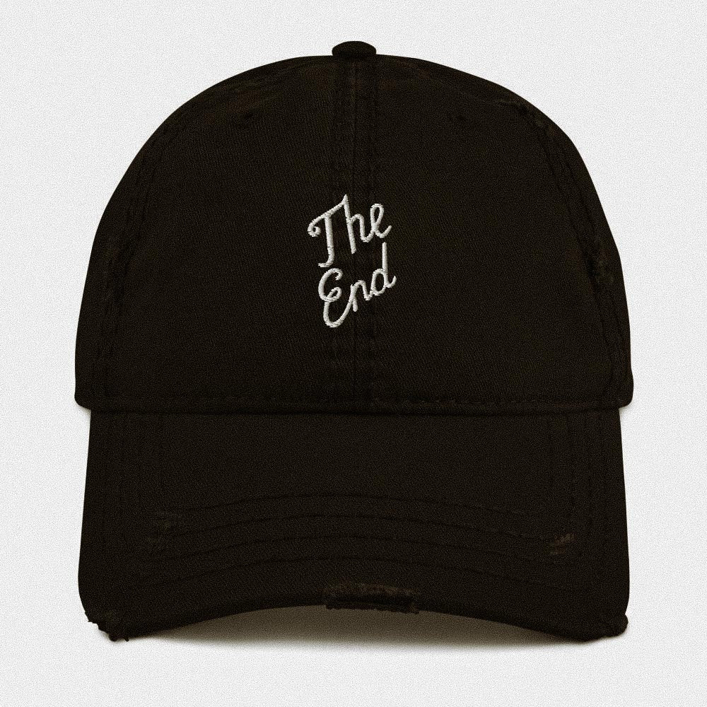 Casquette baseball effet usé the end noir gros plan sur le tissu CHT'M Boutique