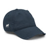 Casquette baseball effet usé white wolf noir portée en situation CHT'M Boutique