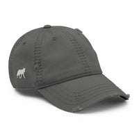 Casquette baseball effet usé white wolf noir vue de profil CHT'M Boutique