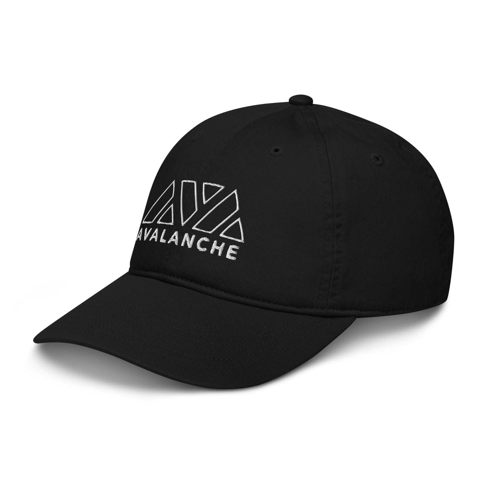 Casquette baseball avax avalanche crypto noir vue de trois quarts CHT'M Boutique