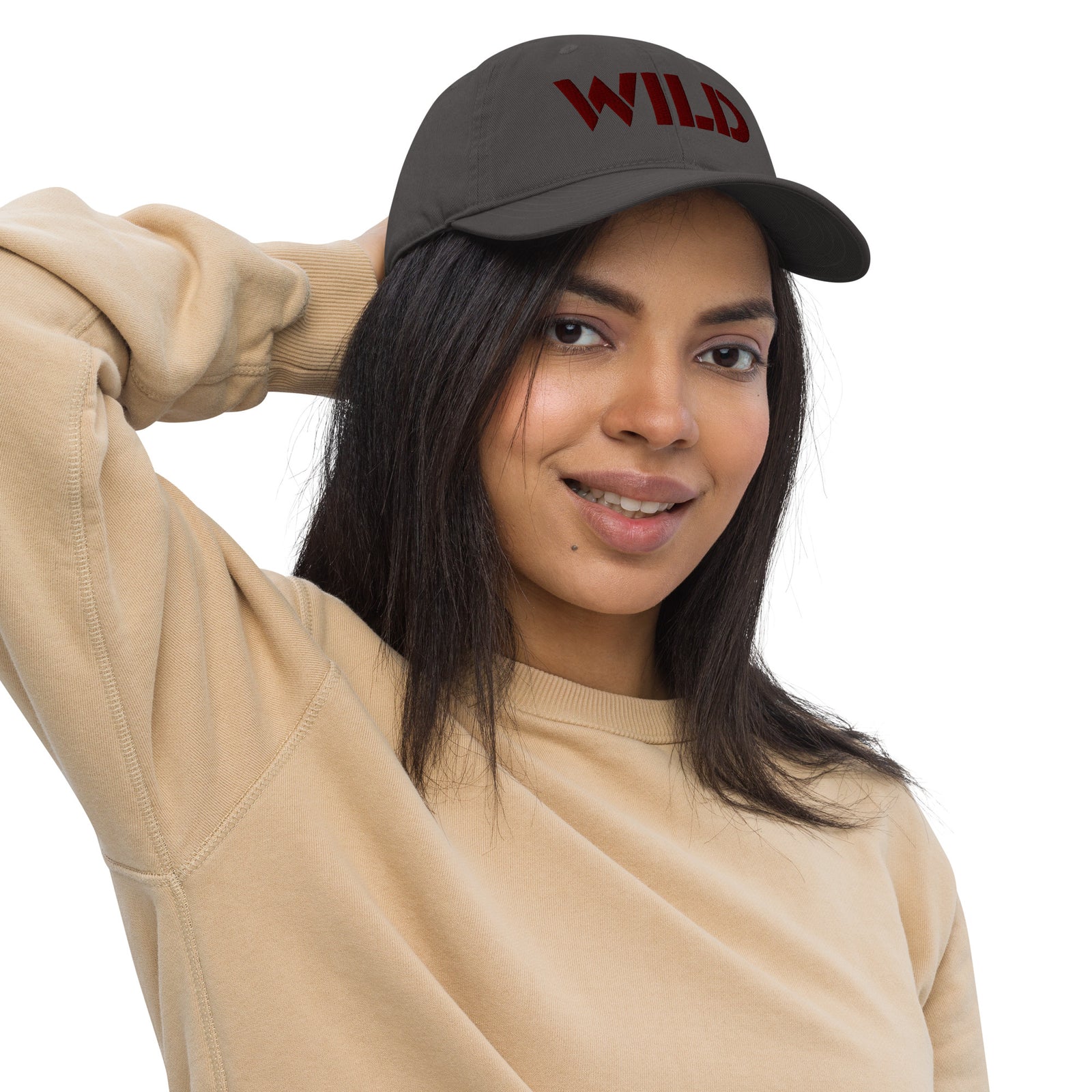 Casquette baseball bio wild anthracite détail de la broderie CHT'M Boutique