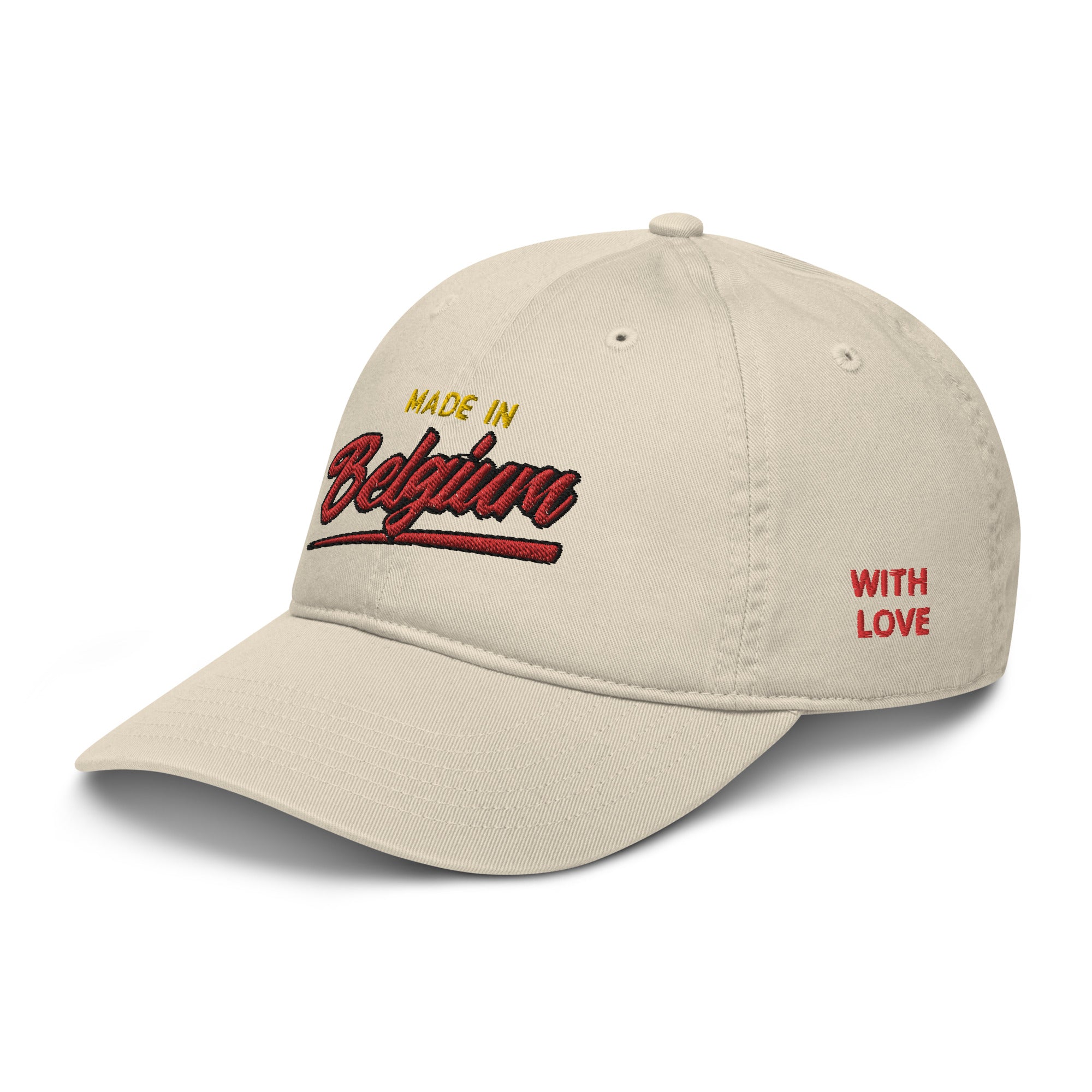 Casquette de baseball bio Belge brodée - "Made in Belgium with love"