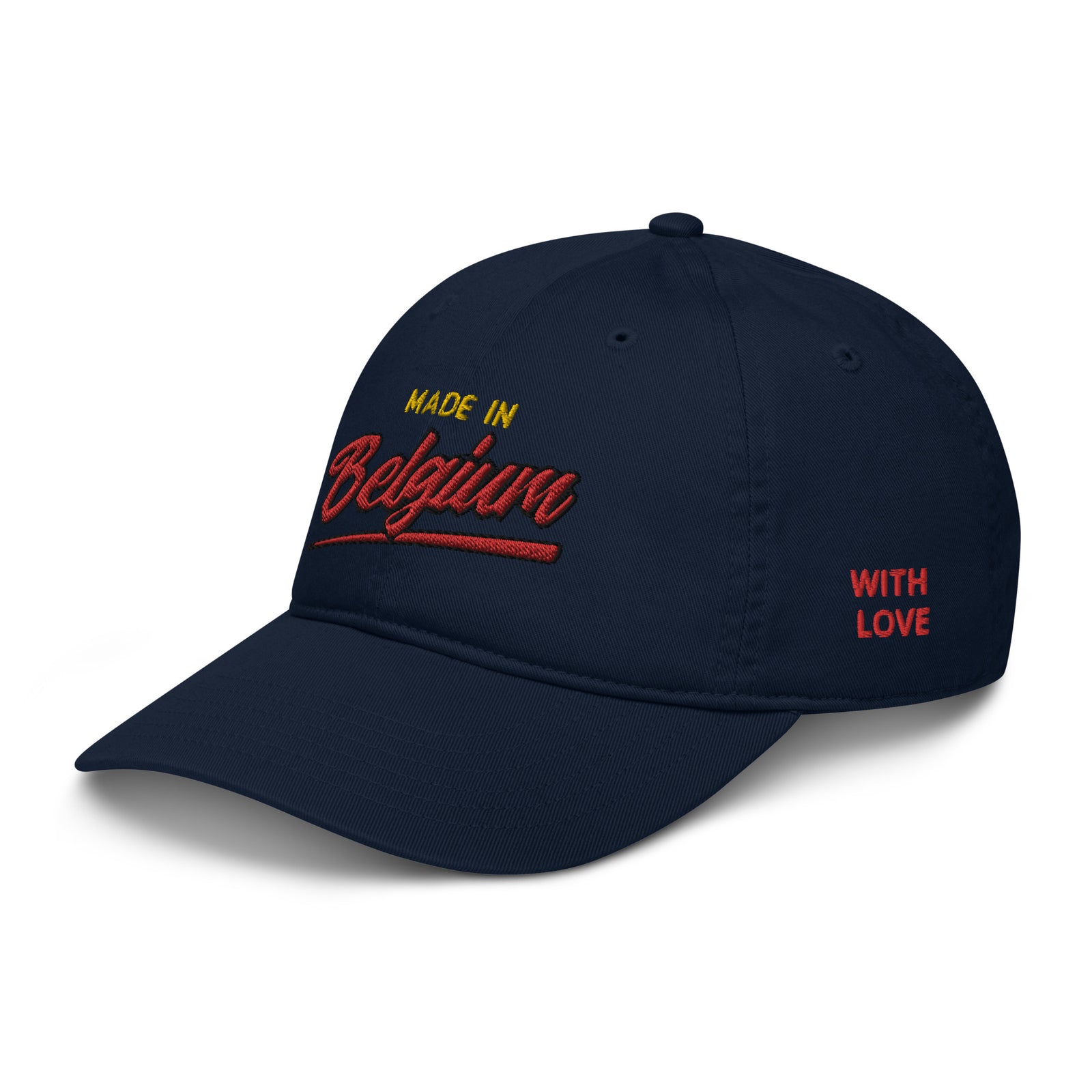 Casquette de baseball bio Belge brodée - "Made in Belgium with love"