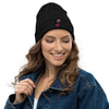 Bonnet côtelé bio - "FAMAND ROSE"