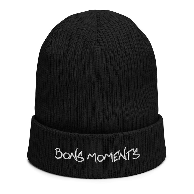 Bonnet côtelé bio - "BONS MOMENTS"