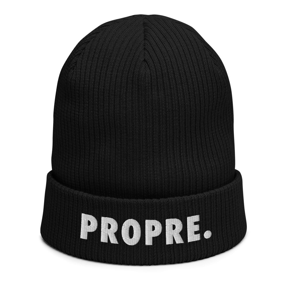 Bonnet côtelé bio - "PROPRE"