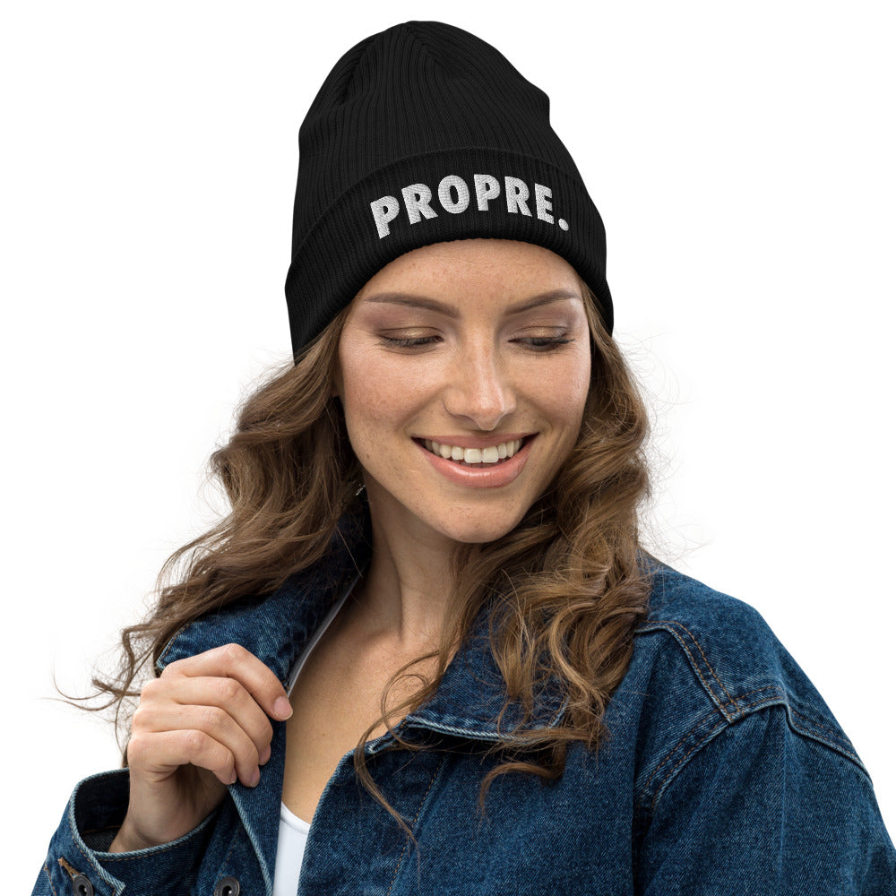 Bonnet côtelé bio - "PROPRE"