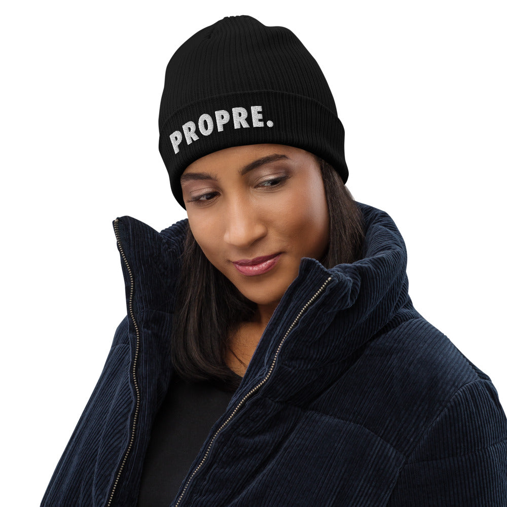 Bonnet côtelé bio - "PROPRE"