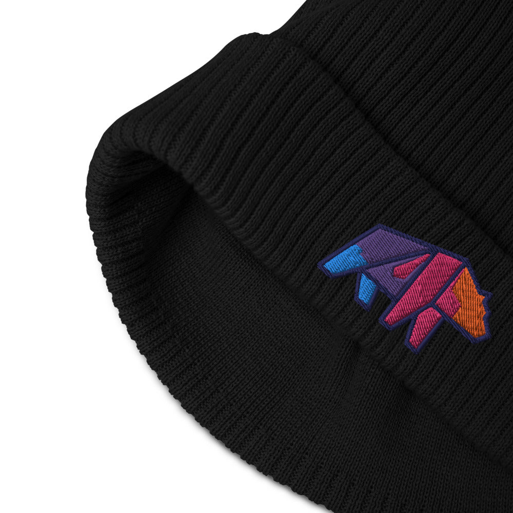 Bonnet côtelé bio " OURS ORIGAMI"