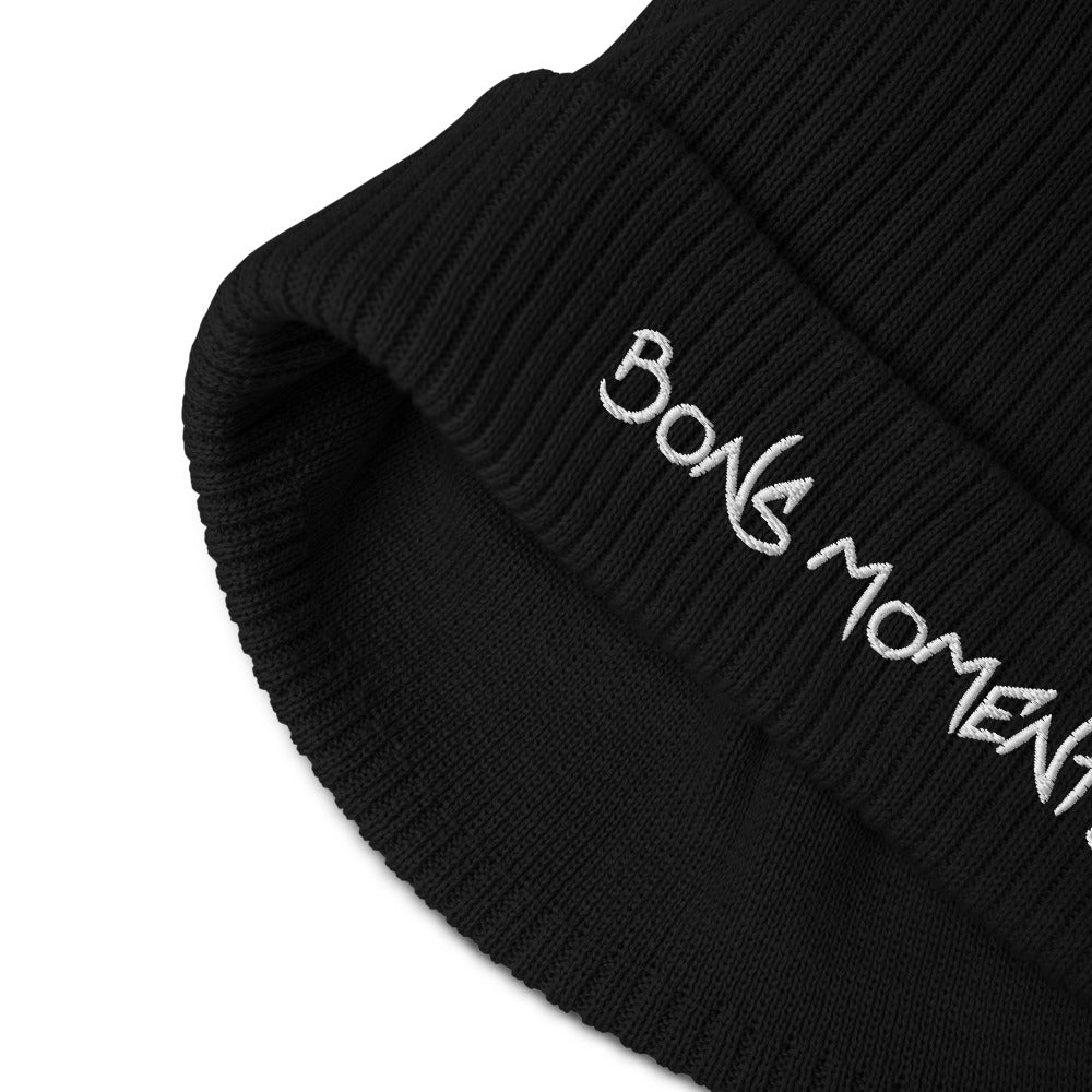 Bonnet côtelé bio - "BONS MOMENTS"