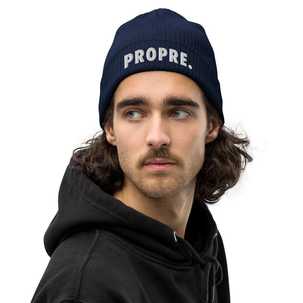 Bonnet côtelé bio - "PROPRE"