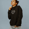 hoodie femme noir broderie coeur origami