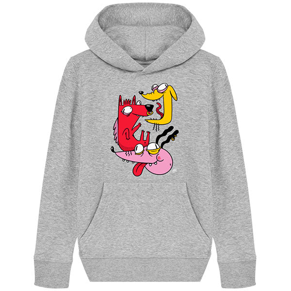 pull a capuche enfant original avec des chiens fous