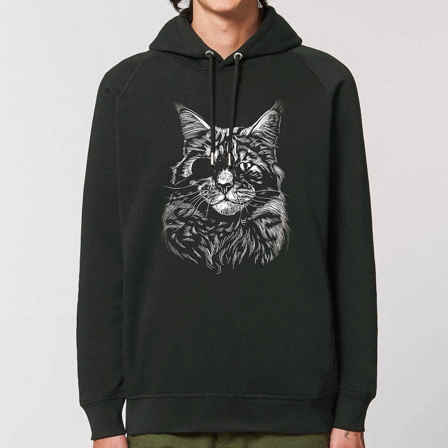 Pull à capuche - Chat borgne (poches latérales)