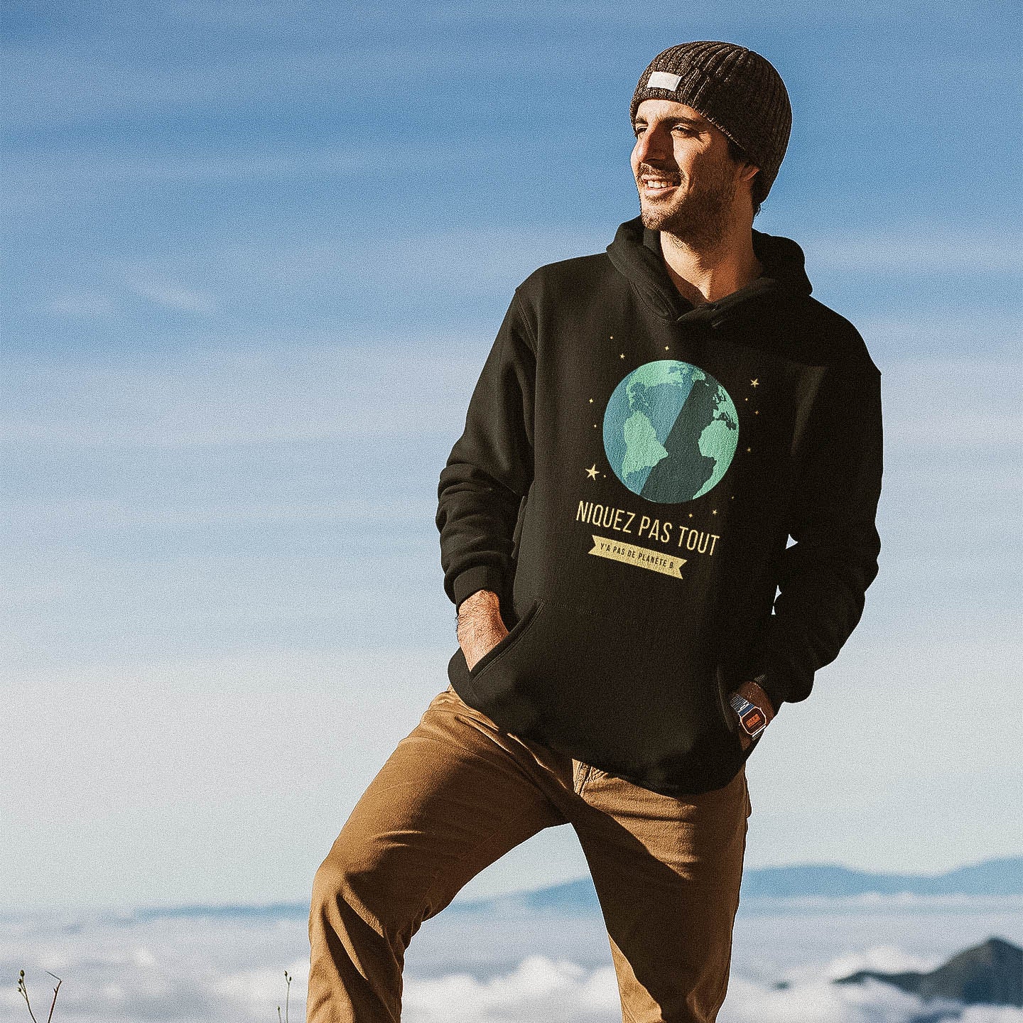 Pull à capuche - Niquez pas tout y'a pas de planète B