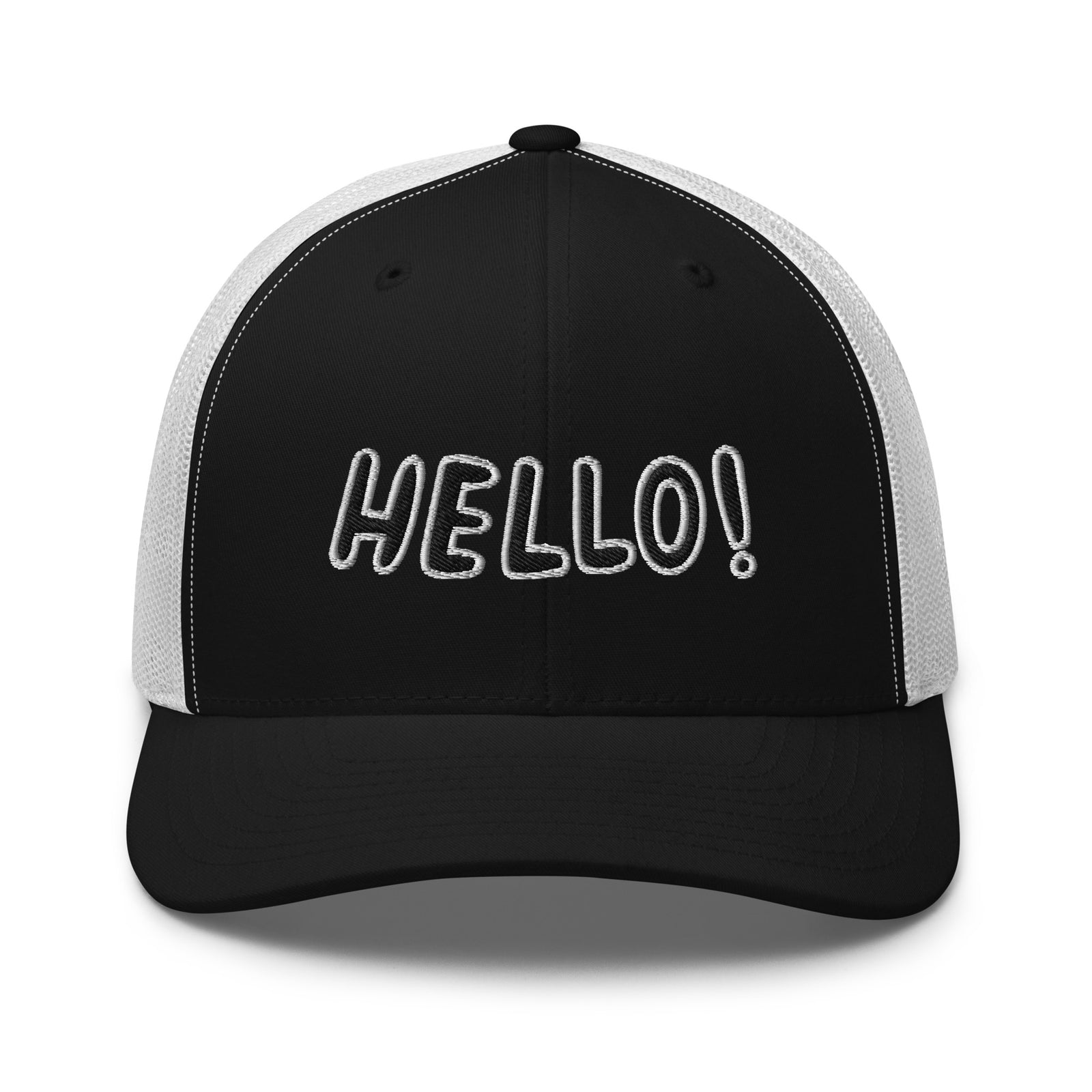 Casquette trucker hello noir gros plan sur le tissu CHT'M Boutique