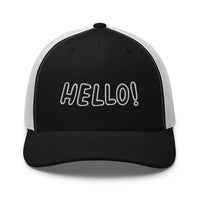 Casquette trucker hello noir gros plan sur le tissu CHT'M Boutique