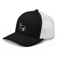 Casquette trucker noire et blanche Coucou Petite Perruche — trois-quarts avant gauche