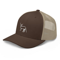 Casquette trucker marron et kaki Coucou Petite Perruche — trois-quarts avant gauche