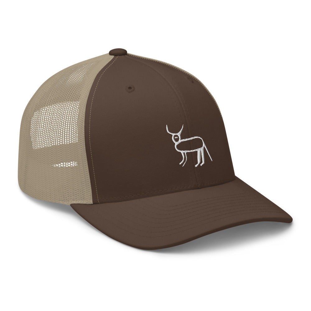 Casquette trucker marron et kaki Coucou Petite Perruche — trois-quarts avant droit