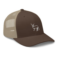 Casquette trucker marron et kaki Coucou Petite Perruche — trois-quarts avant droit