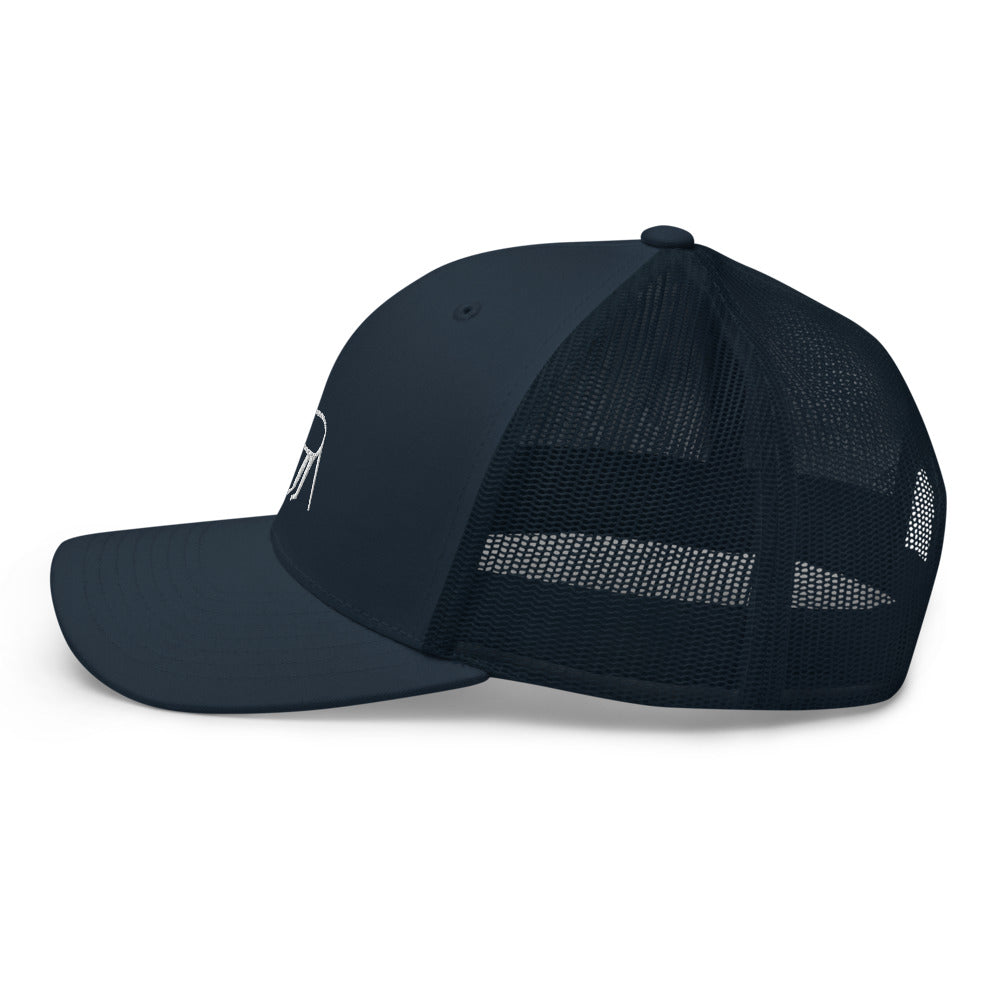 Casquette trucker bleu marine Coucou Petite Perruche — profil gauche
