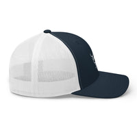 Casquette trucker bleu marine et blanche Coucou Petite Perruche — profil droit