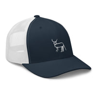 Casquette trucker bleu marine et blanche Coucou Petite Perruche — trois-quarts avant droit
