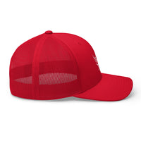 Casquette trucker rouge Coucou Petite Perruche — profil droit