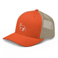 Casquette trucker roux et kaki Coucou Petite Perruche — trois-quarts avant gauche